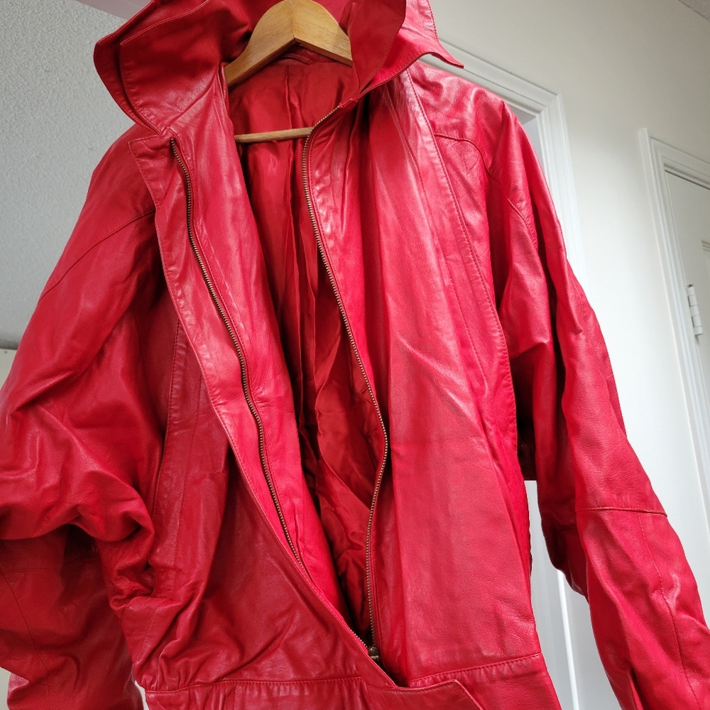 Women's Red Leather Jacket
